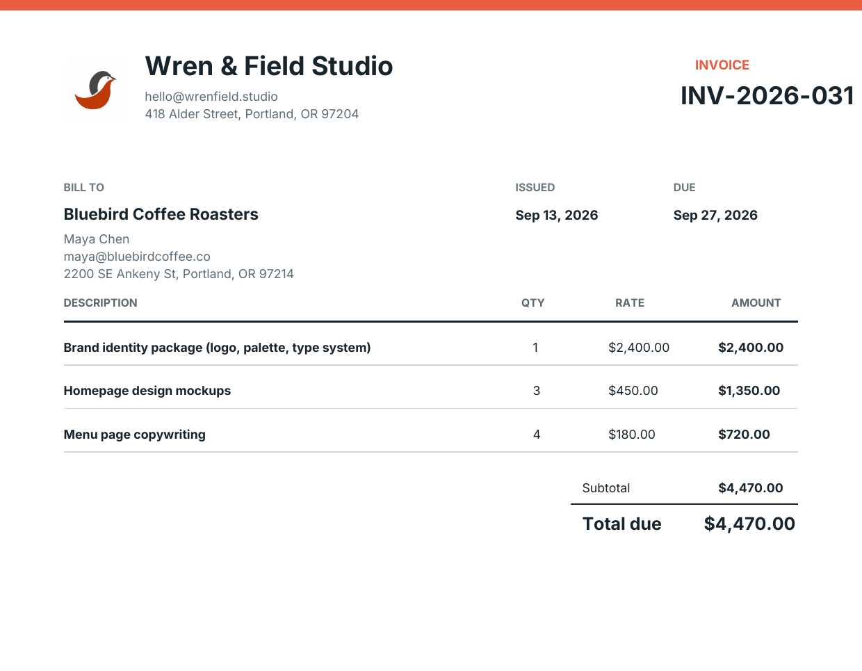 MonkeeTools invoice generator